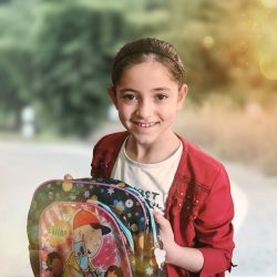 Girl with backpack