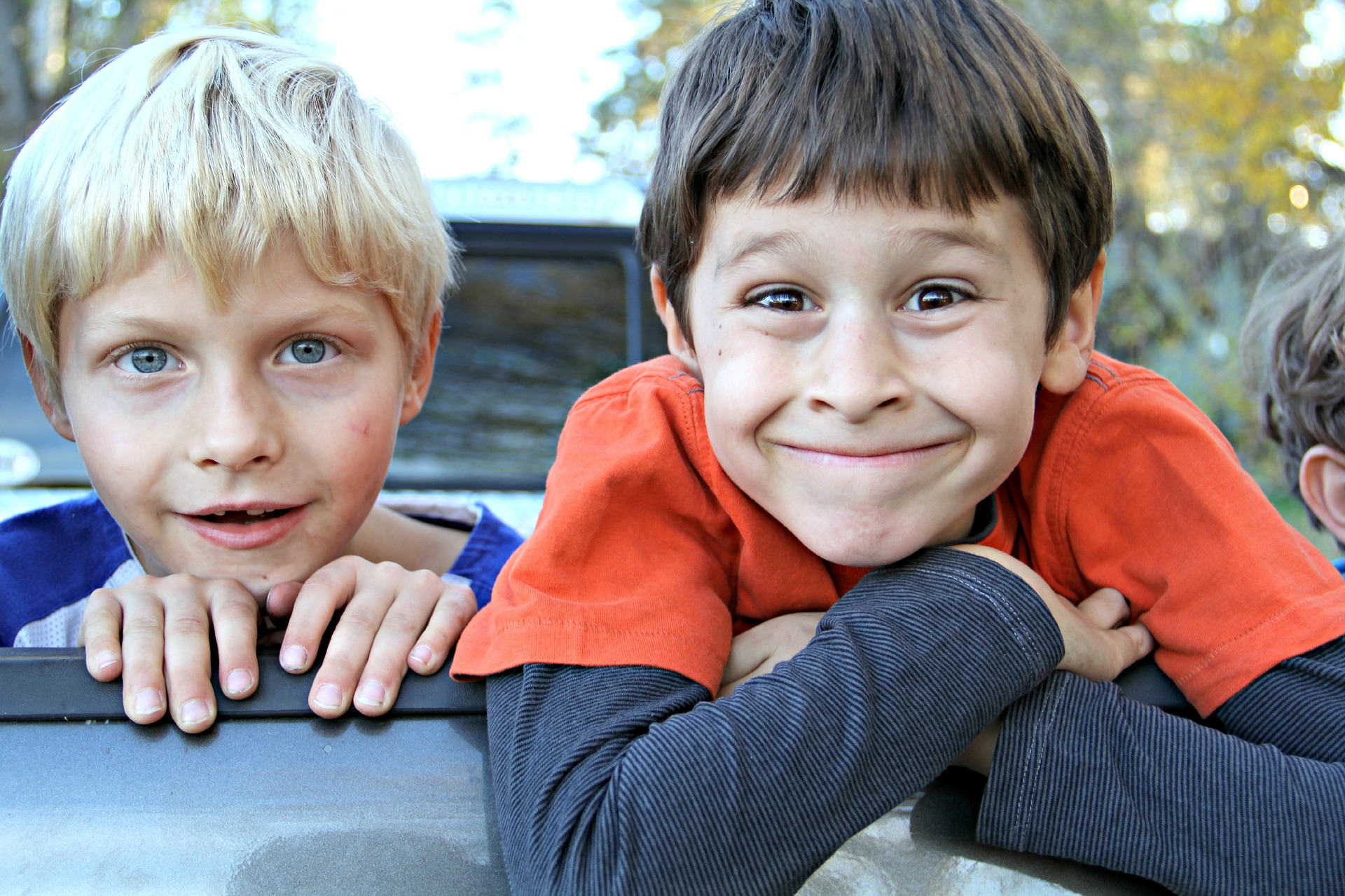 Two boys smiling