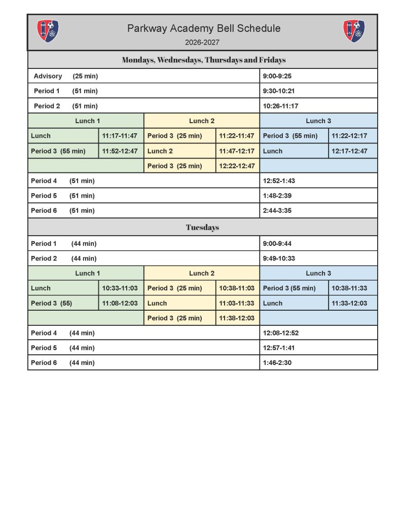  6 7 Parkway Bell Schedule Final