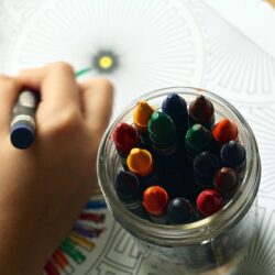 jar with crayons