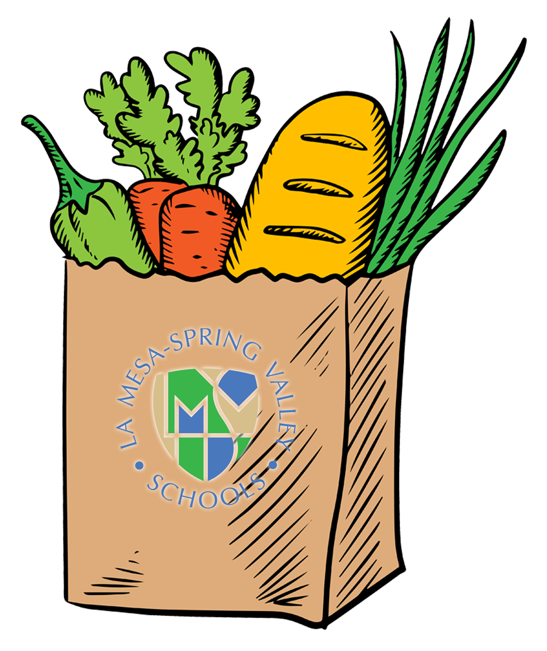 Grocery Bag with Vegetables and Bread loaf