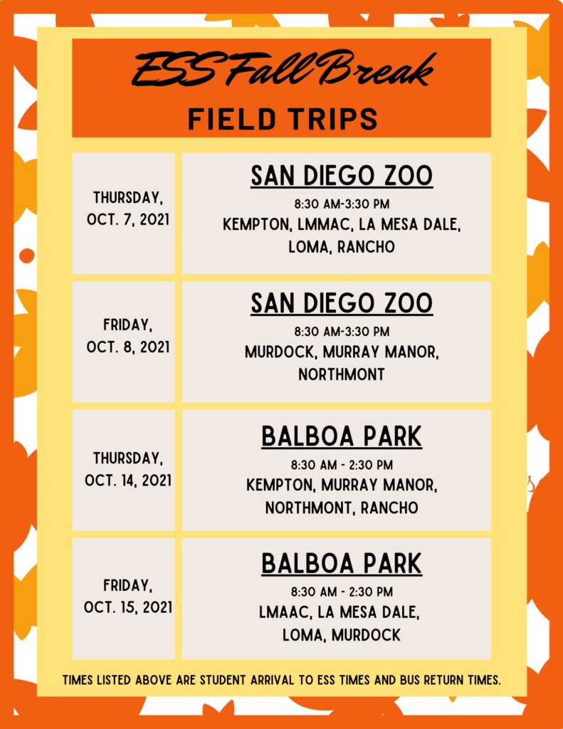 Fall Break Field Trips