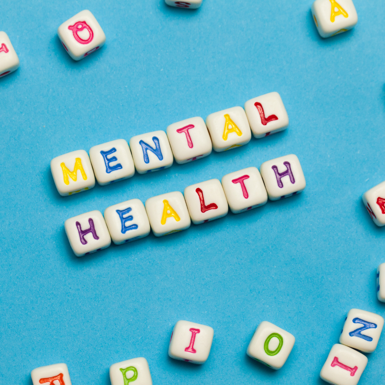 Small blocks with letters spelling out Mental Health